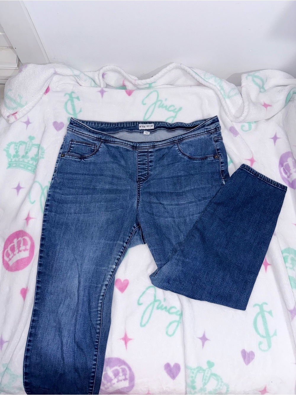 Ava & Viv Dark Blue Skinny Jeggings for Women
